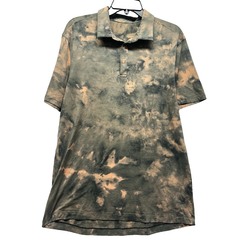 Lululemon Men's Evolution Short Sleeve Tie Dye Acid Wash Polo Shirt (E2)